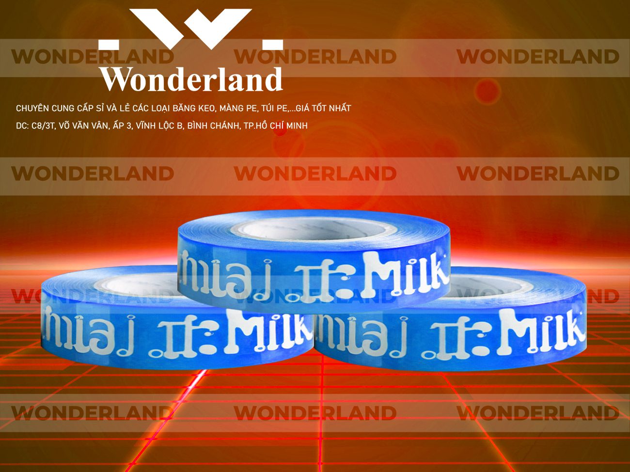 BĂNG KEO IN CHỮ SIZE 12MM WONDERLAND GIÁ RẺ NHẤT