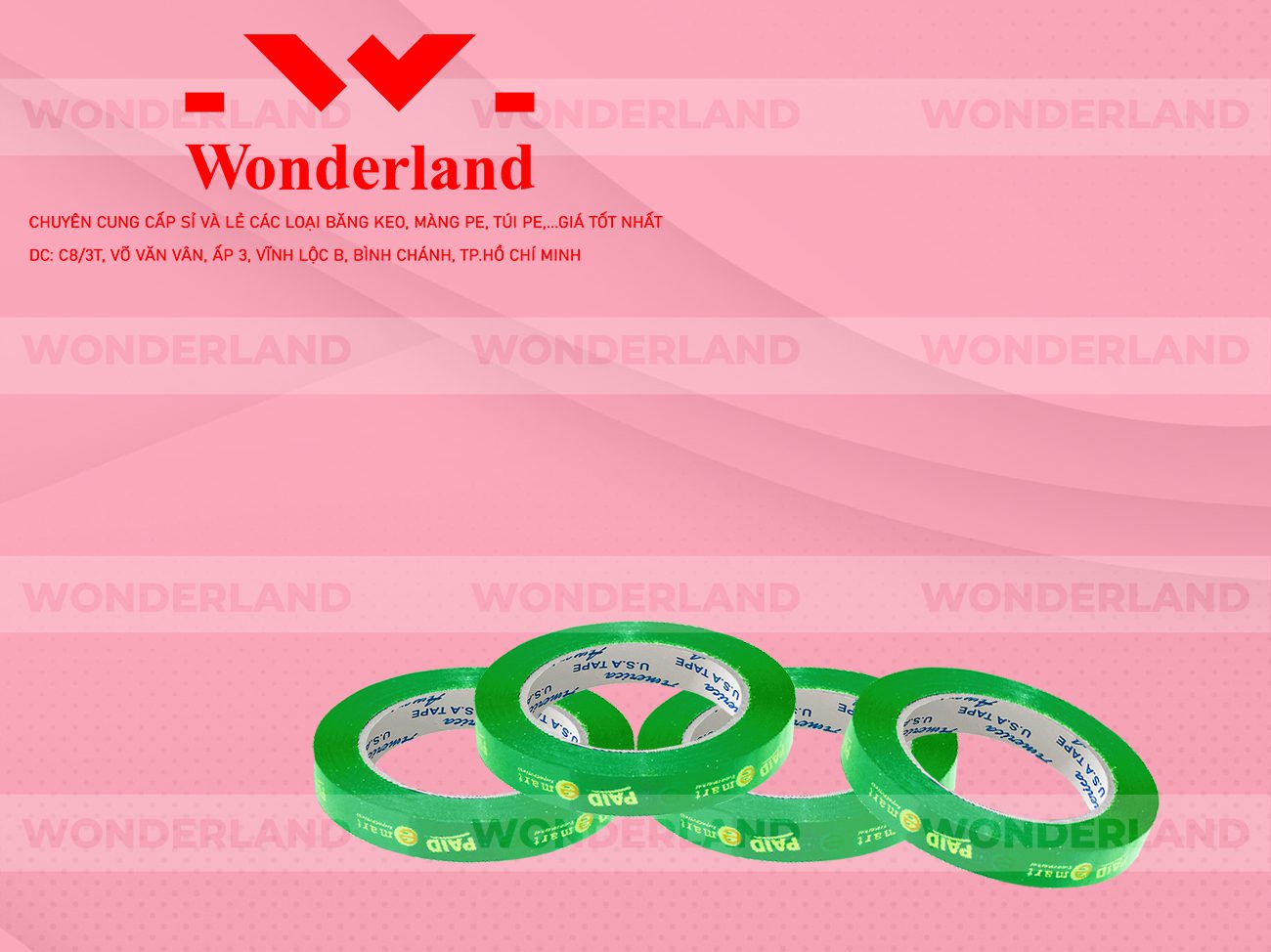 BĂNG KEO IN CHỮ SIZE 12MM WONDERLAND GIÁ SỈ TỐT NHẤT