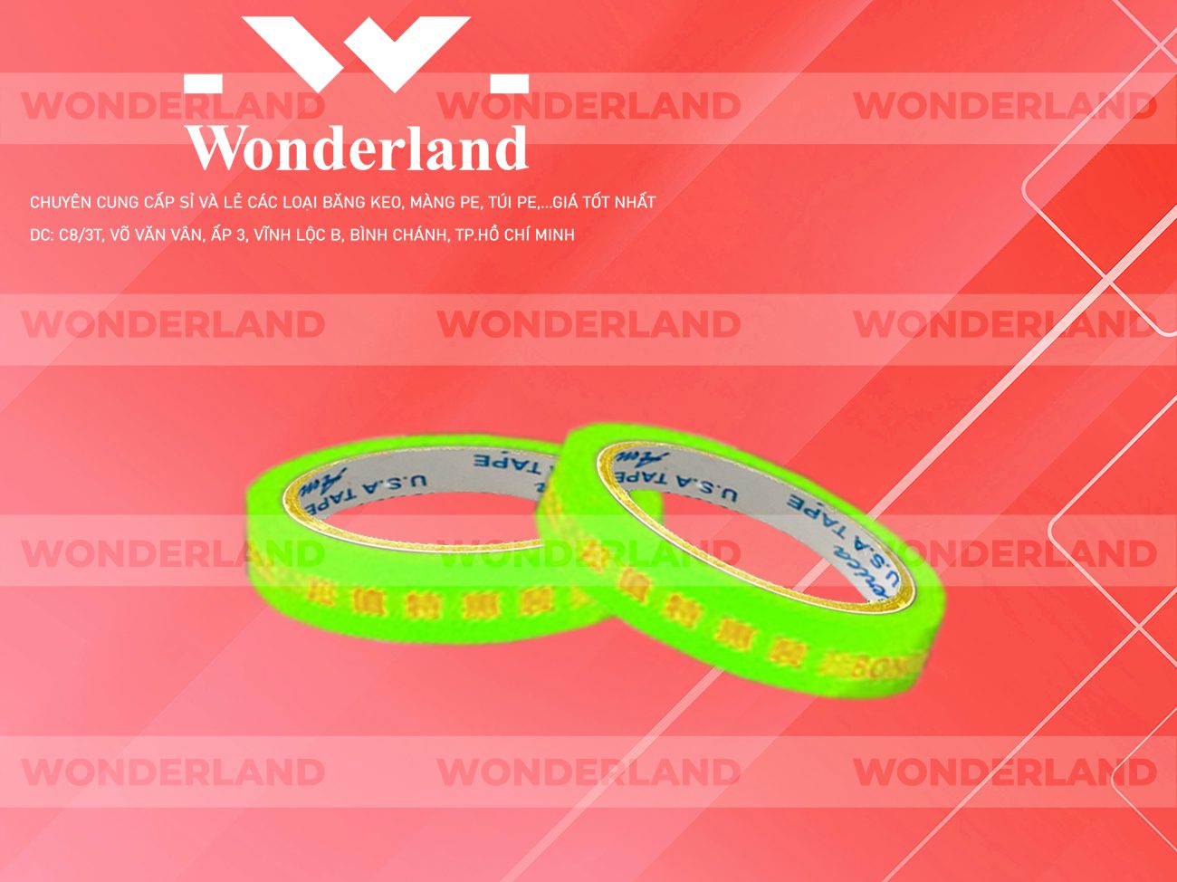 BĂNG KEO IN CHỮ SIZE 13MM WONDERLAND CHẤT LƯỢNG