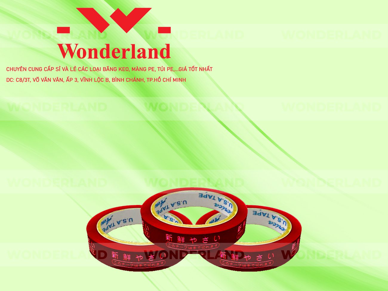 BĂNG KEO IN CHỮ SIZE 13MM WONDERLAND CHẤT LƯỢNG