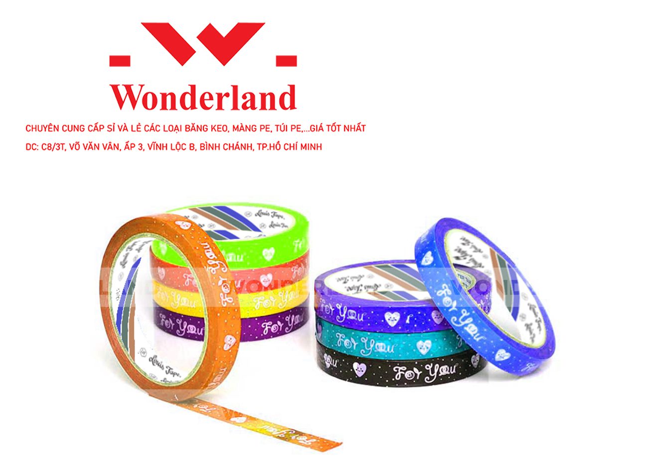 BĂNG KEO IN CHỮ SIZE 13MM WONDERLAND GIÁ TỐT