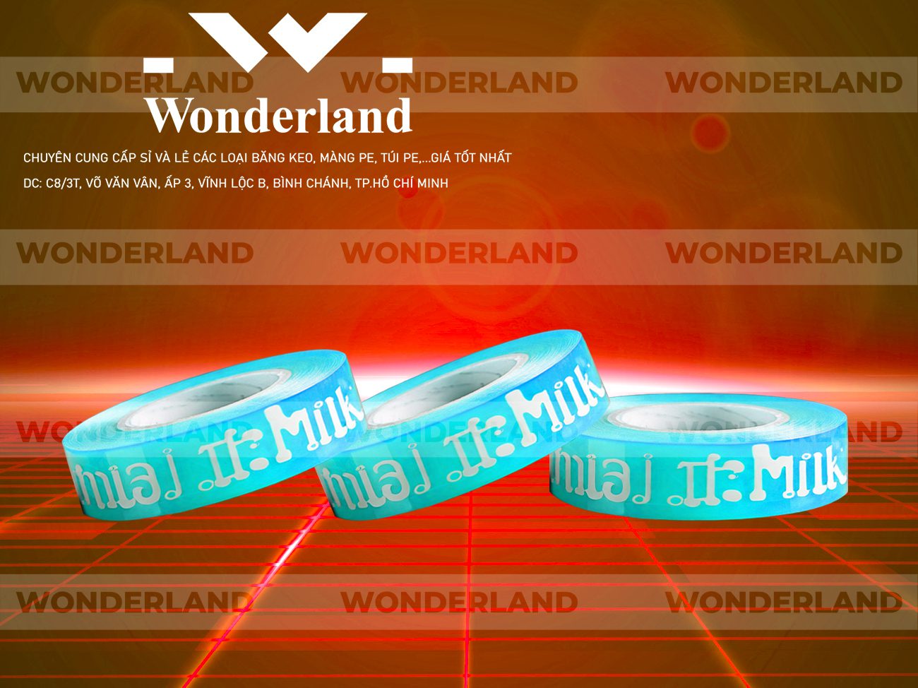 BĂNG KEO IN CHỮ SIZE 14MM WONDERLAND CHẤT LƯỢNG