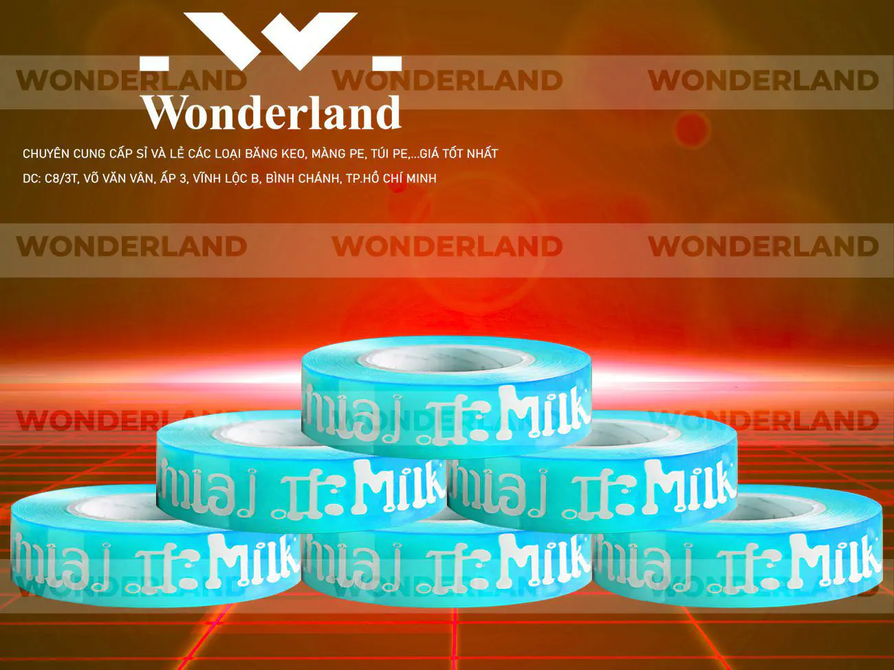 BĂNG KEO IN CHỮ SIZE 14MM WONDERLAND GIÁ RẺ NHẤT