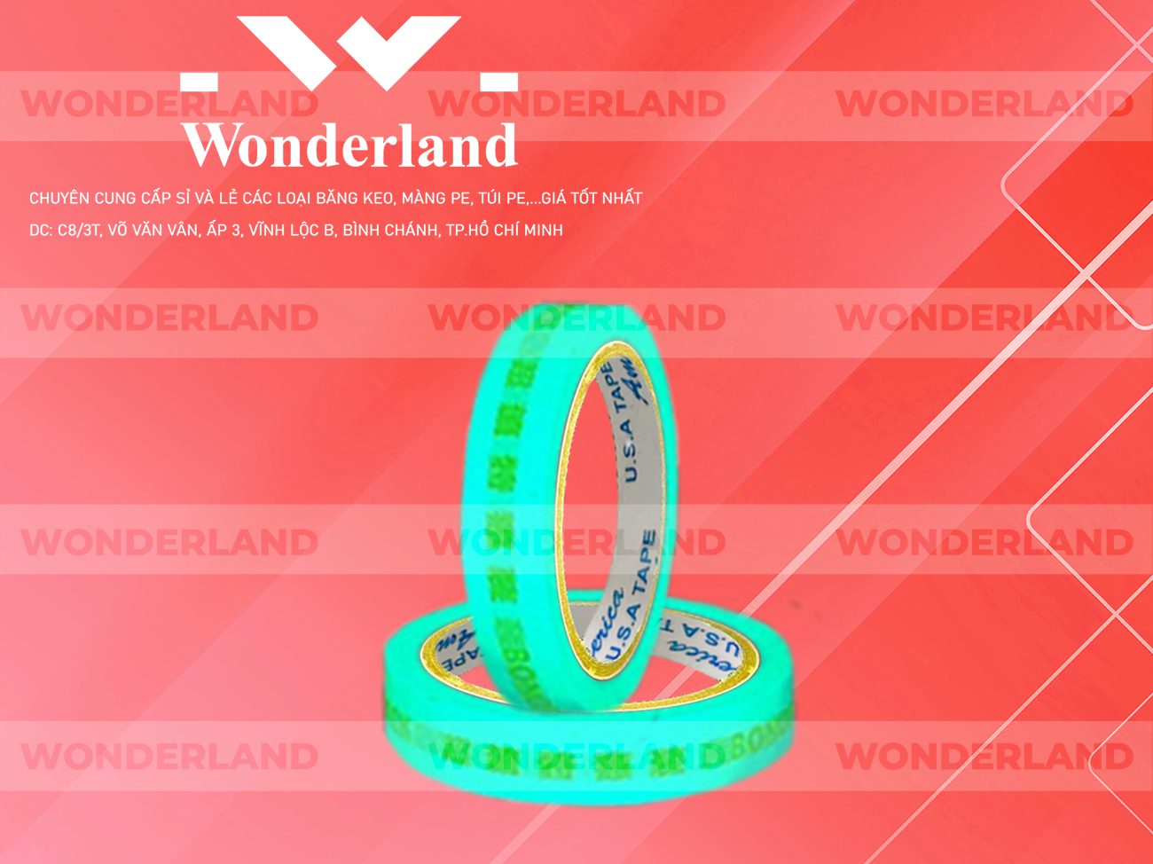 BĂNG KEO IN CHỮ SIZE 15MM WONDERLAND CHẤT LƯỢNG