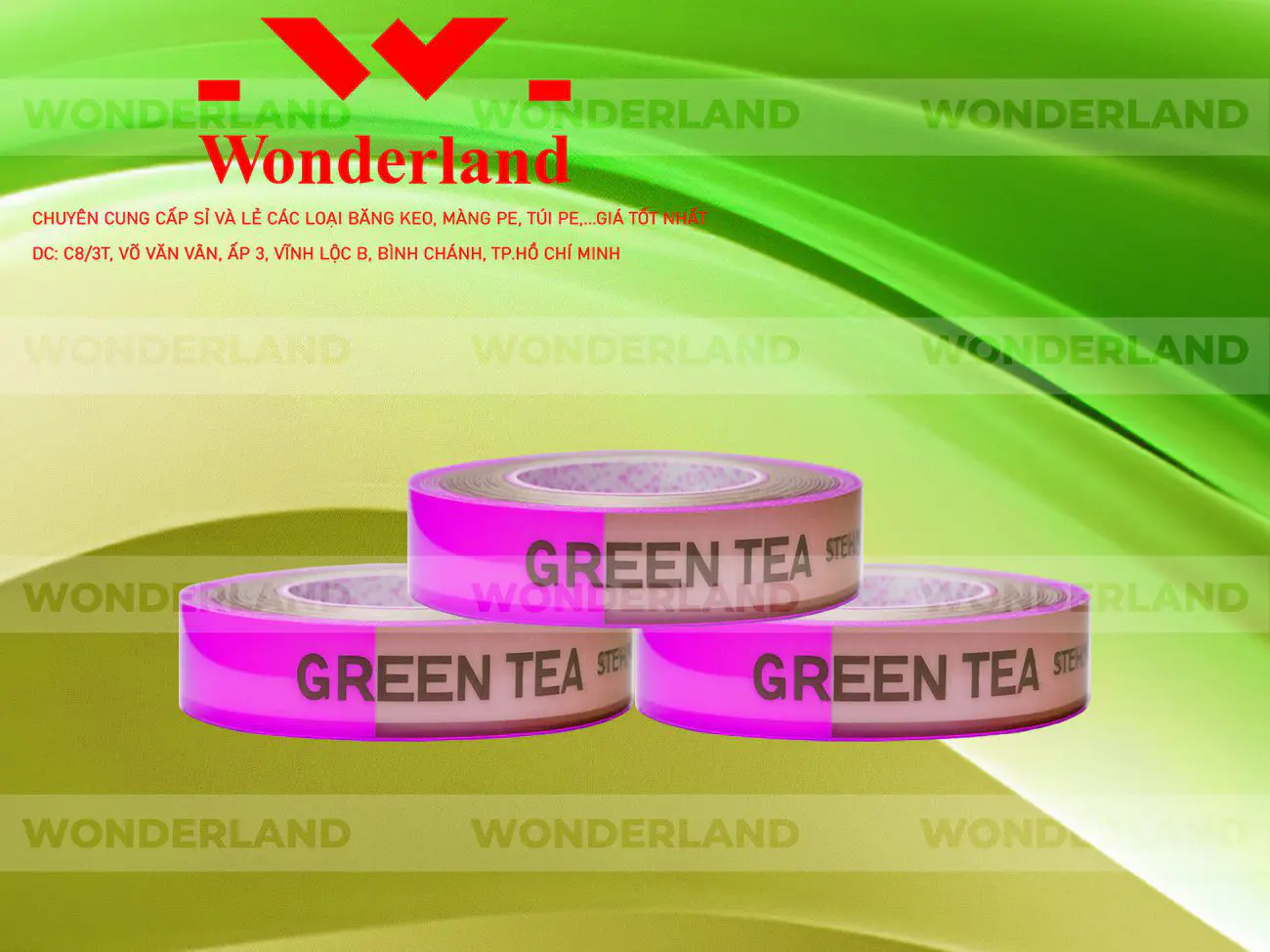 BĂNG KEO IN CHỮ SIZE 15MM WONDERLAND CHẤT LƯỢNG