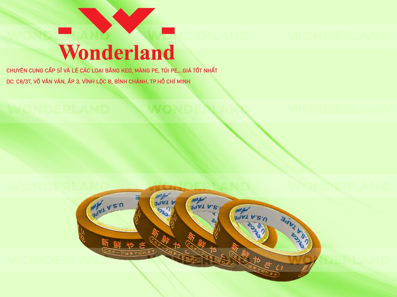 BĂNG KEO IN CHỮ SIZE 15MM WONDERLAND CHẤT LƯỢNG