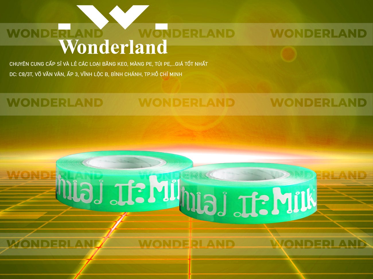 BĂNG KEO IN CHỮ SIZE 16MM WONDERLAND CHẤT LƯỢNG