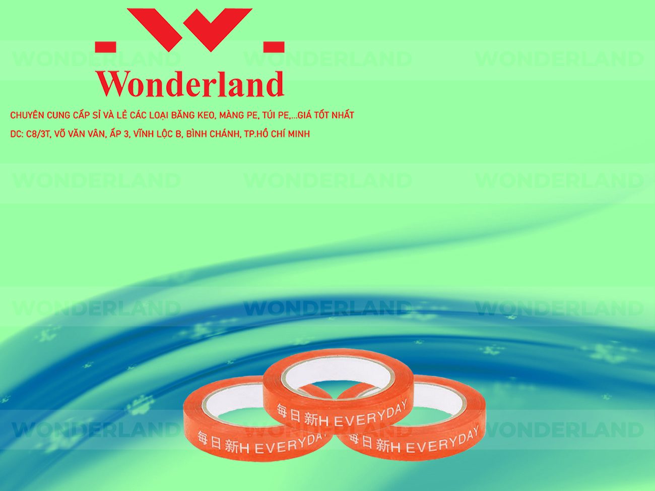 BĂNG KEO IN CHỮ SIZE 16MM WONDERLAND CHẤT LƯỢNG TỐT NHẤT