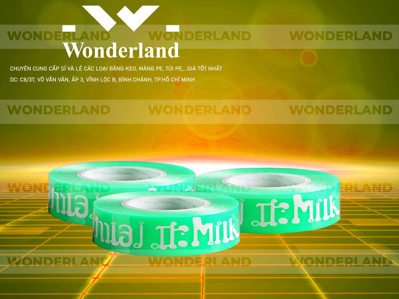 BĂNG KEO IN CHỮ SIZE 16MM WONDERLAND GIÁ RẺ NHẤT