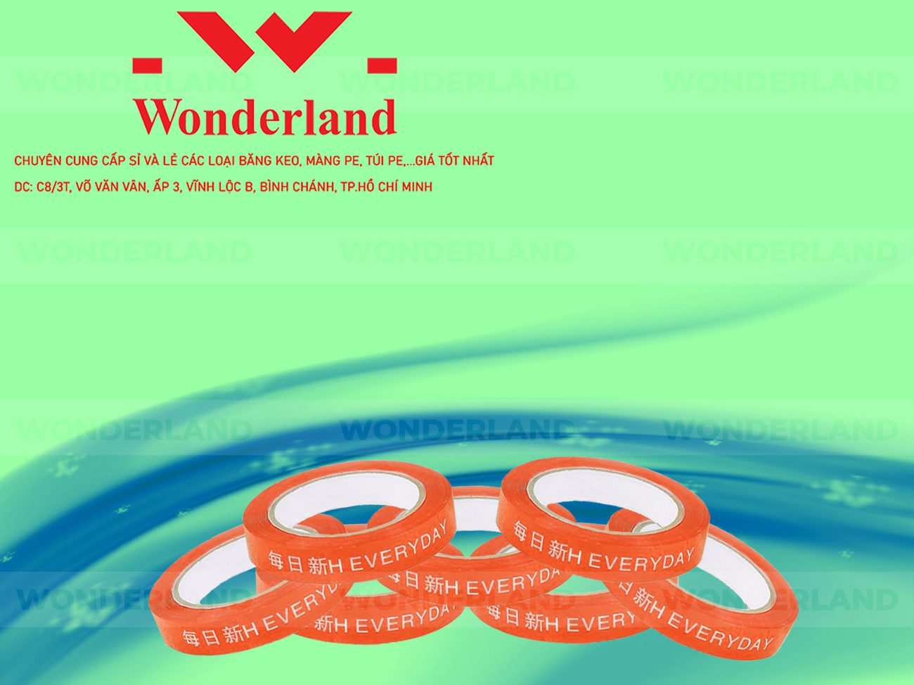 BĂNG KEO IN CHỮ SIZE 16MM WONDERLAND GIÁ TỐT
