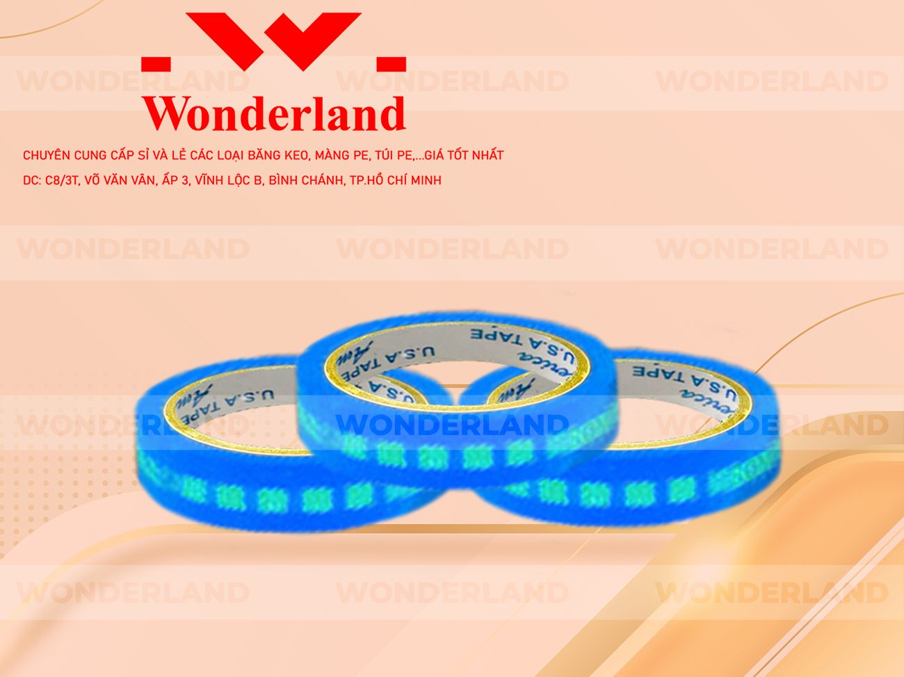 BĂNG KEO IN SIZE 17MM WONDERLAND CHẤT LƯỢNG