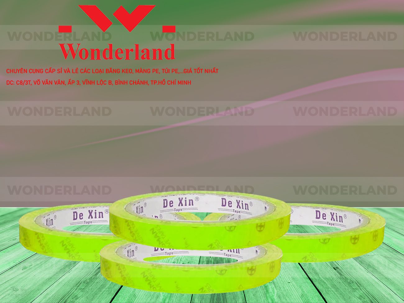 BĂNG KEO IN CHỮ SIZE 17MM WONDERLAND GIÁ TỐT