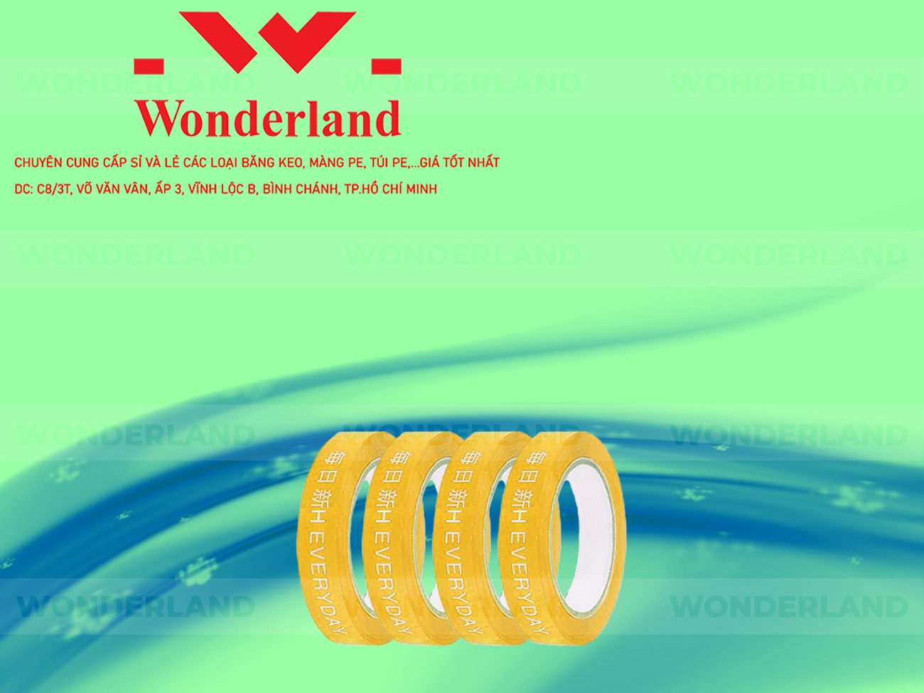 BĂNG KEO IN CHỮ SIZE 18MM WONDERLAND CHẤT LƯỢNG TỐT NHẤT