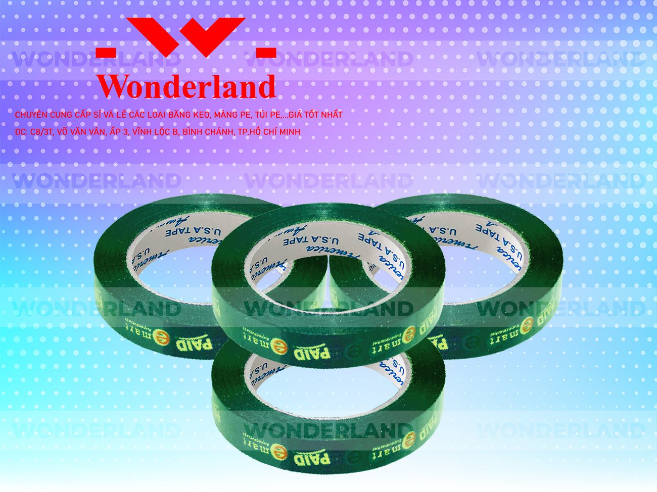 BĂNG KEO IN CHỮ SIZE 18MM WONDERLAND GIÁ SỈ TỐT NHẤT
