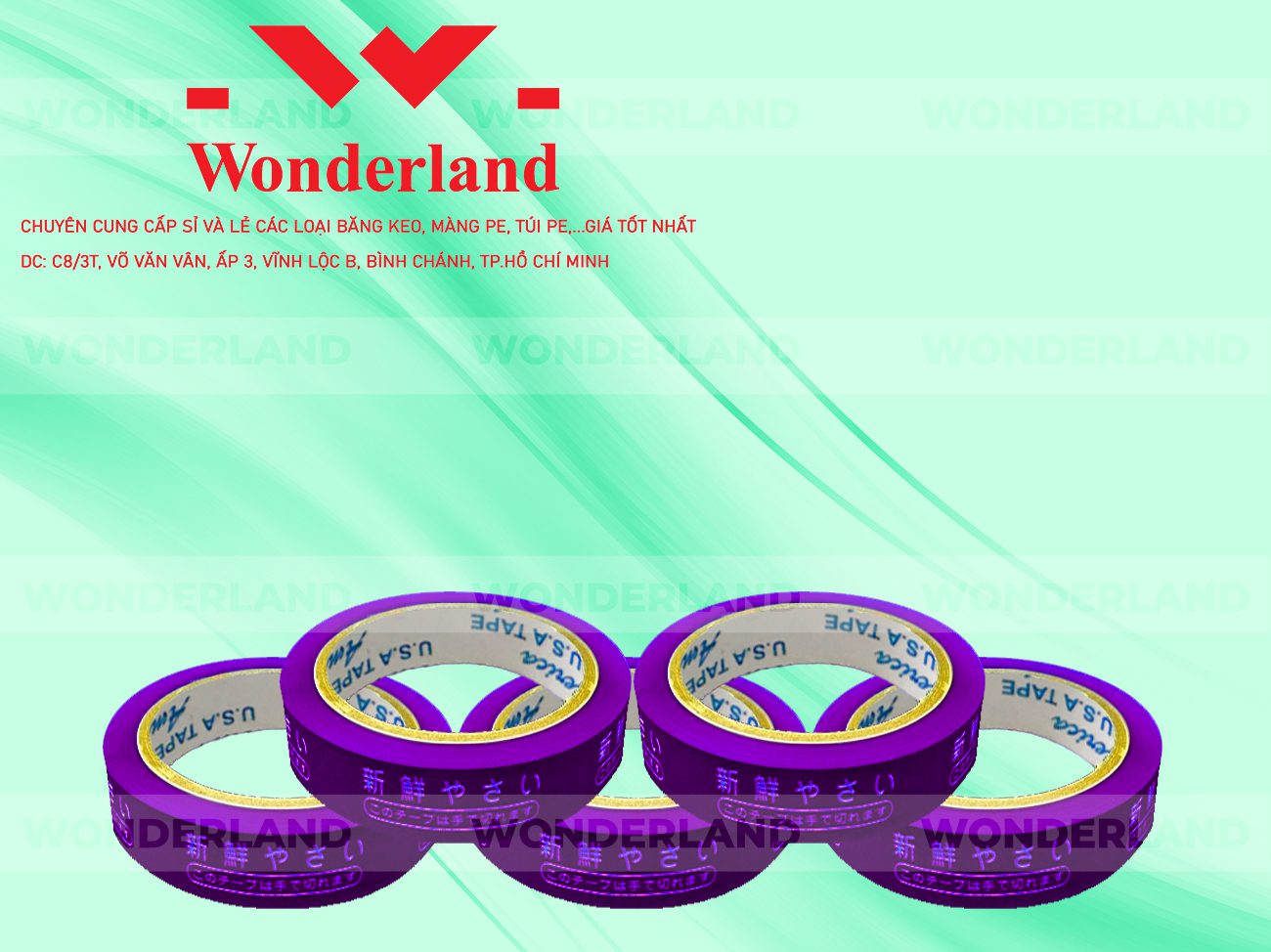 BĂNG KEO IN CHỮ SIZE 19MM WONDERLAND CHẤT LƯỢNG TỐT NHẤT