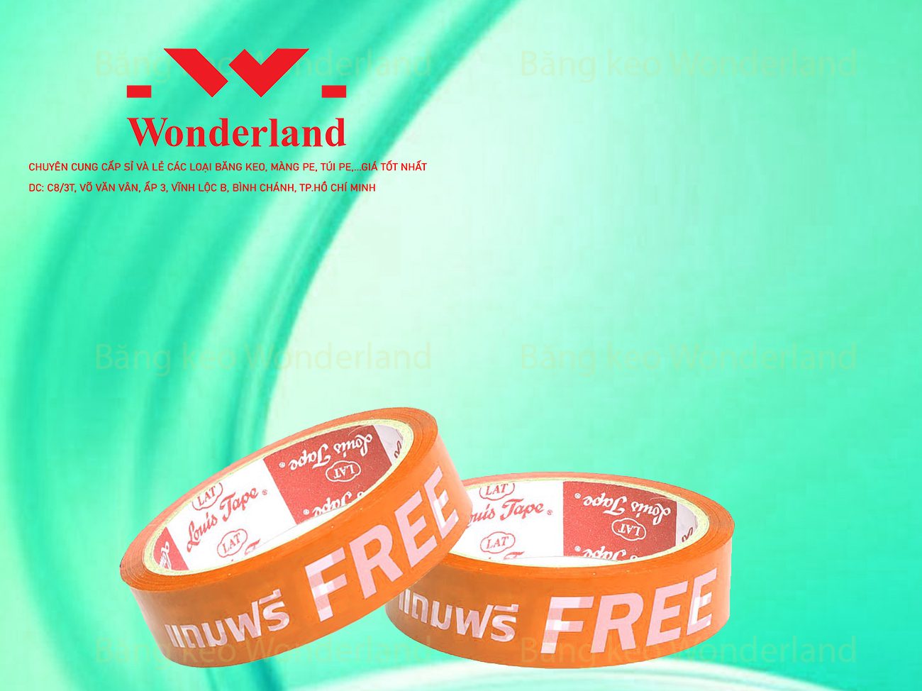 BĂNG KEO IN CHỮ SIZE 19MM WONDERLAND CHẤT LƯỢNG