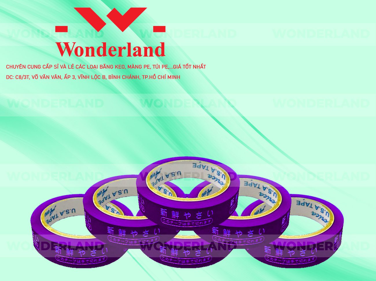 BĂNG KEO IN CHỮ SIZE 19MM WONDERLAND GIÁ TỐT