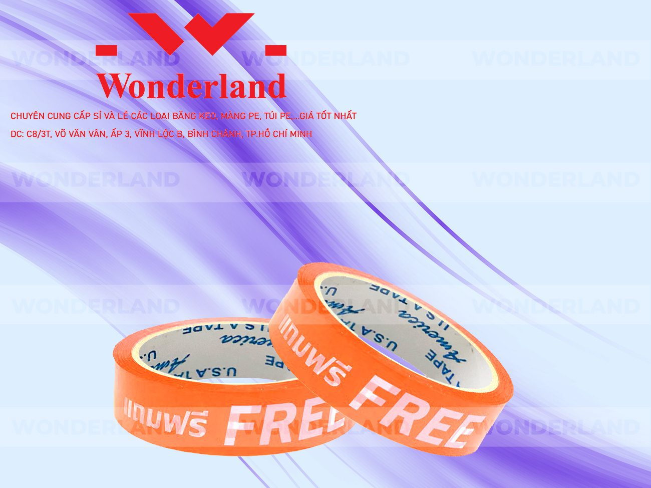 BĂNG KEO IN CHỮ SIZE 21MM WONDERLAND CHẤT LƯỢNG