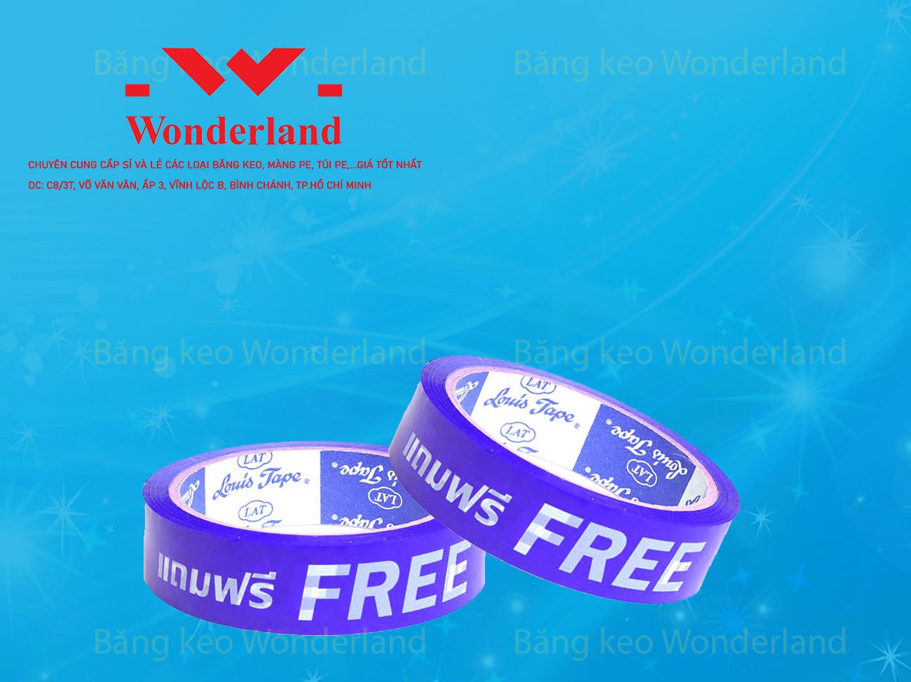 BĂNG KEO IN CHỮ SIZE 21MM WONDERLAND CHẤT LƯỢNG CAO