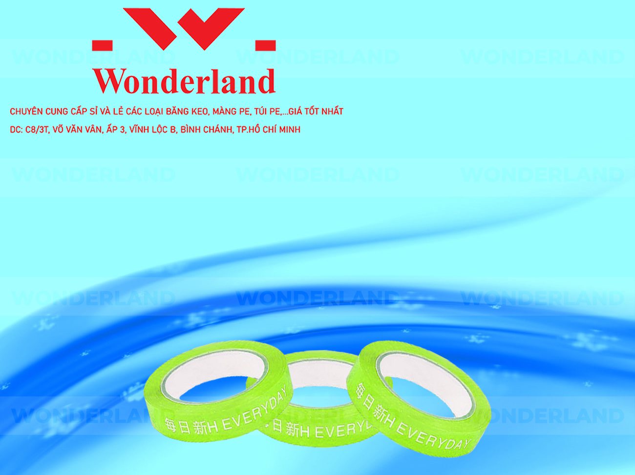BĂNG KEO IN CHỮ SIZE 22MM WONDERLAND CHẤT LƯỢNG TỐT NHẤT