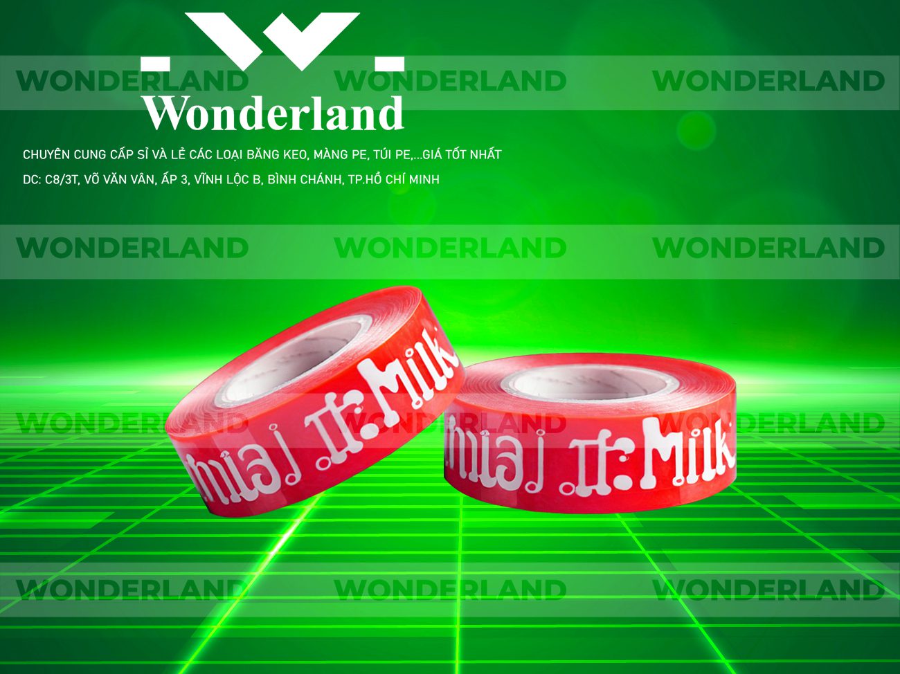 BĂNG KEO IN CHỮ SIZE 22MM WONDERLAND CHẤT LƯỢNG