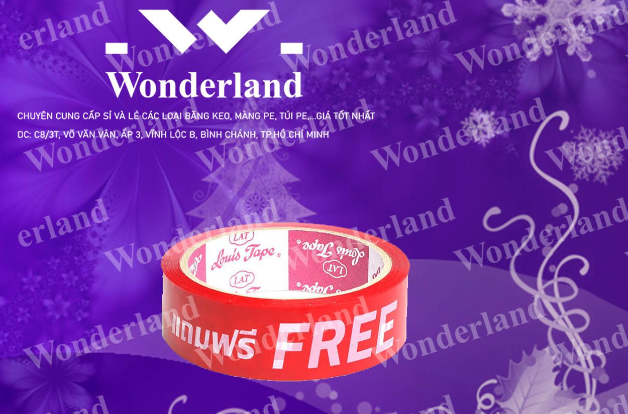 BĂNG KEO IN CHỮ SIZE 23MM WONDERLAND CHẤT LƯỢNG HÀNG ĐẦU