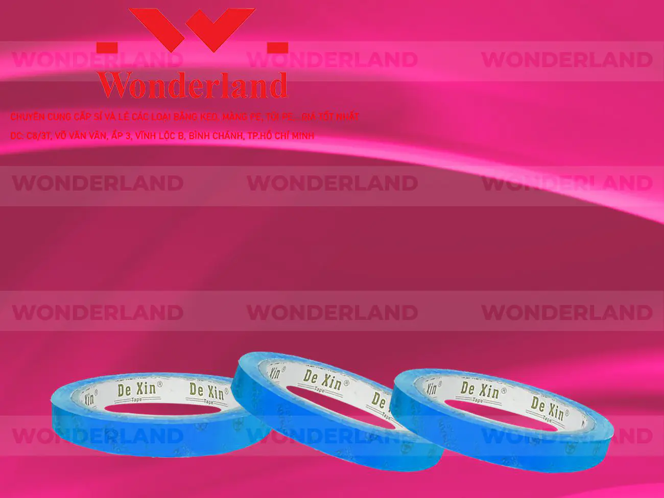BĂNG KEO IN CHỮ SIZE 23MM WONDERLAND CHẤT LƯỢNG TỐT NHẤT