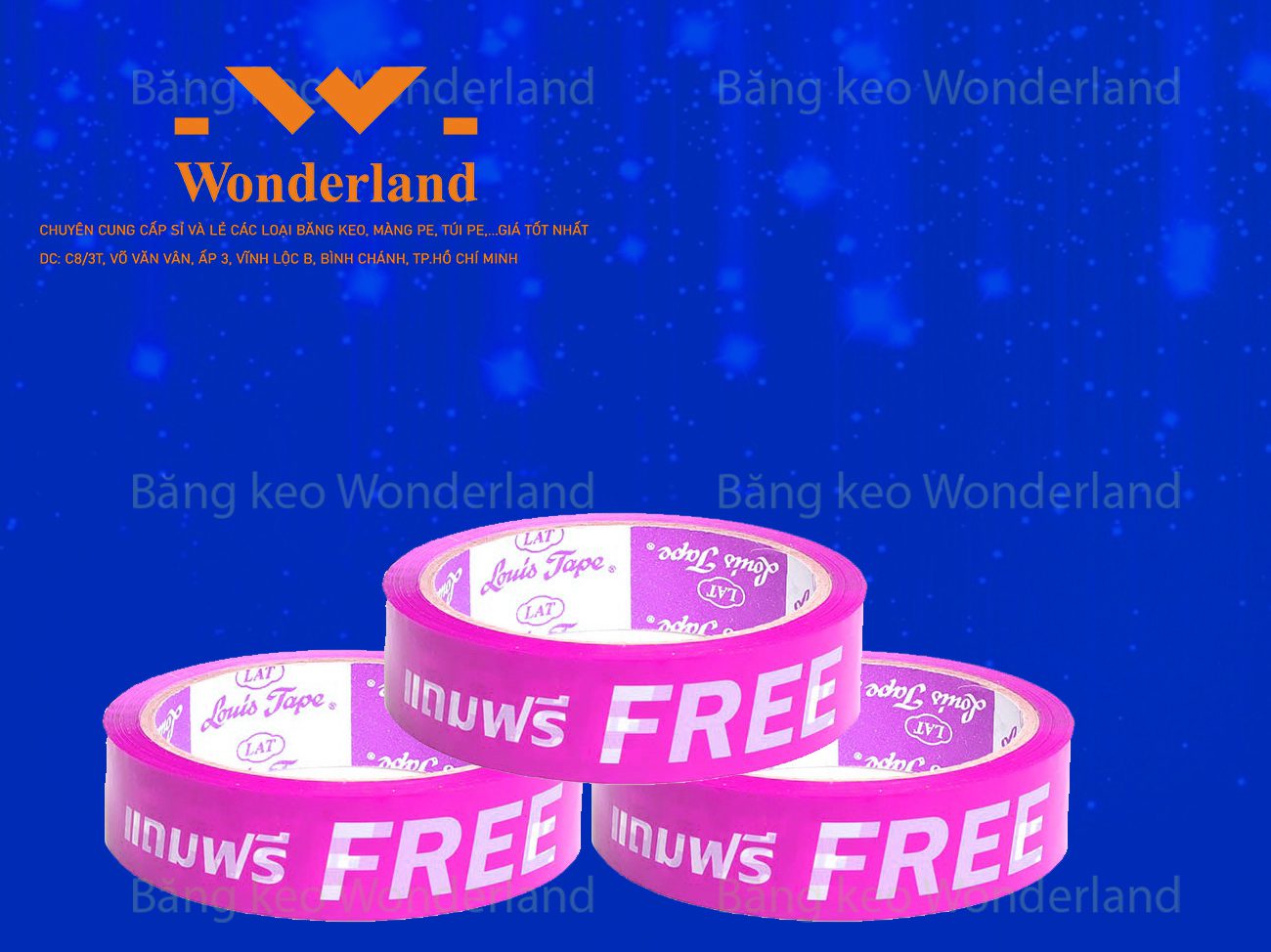 BĂNG KEO IN CHỮ SIZE 23MM WONDERLAND CHẤT LƯỢNG TỐT