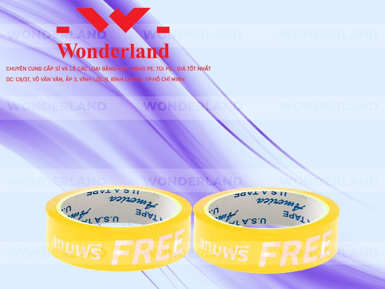 BĂNG KEO IN CHỮ SIZE 23MM WONDERLAND CHẤT LƯỢNG
