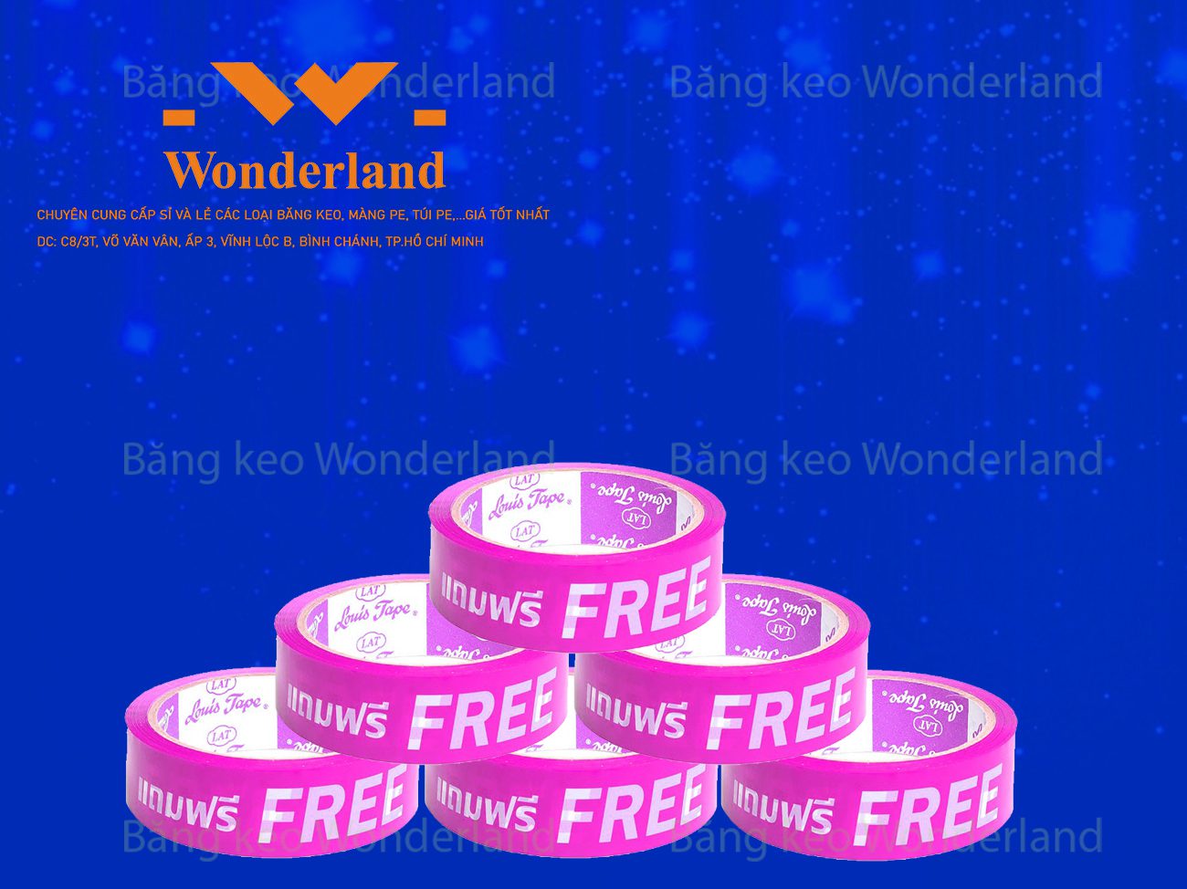 BĂNG KEO IN CHỮ SIZE 23MM WONDERLAND GIÁ RẺ NHẤT