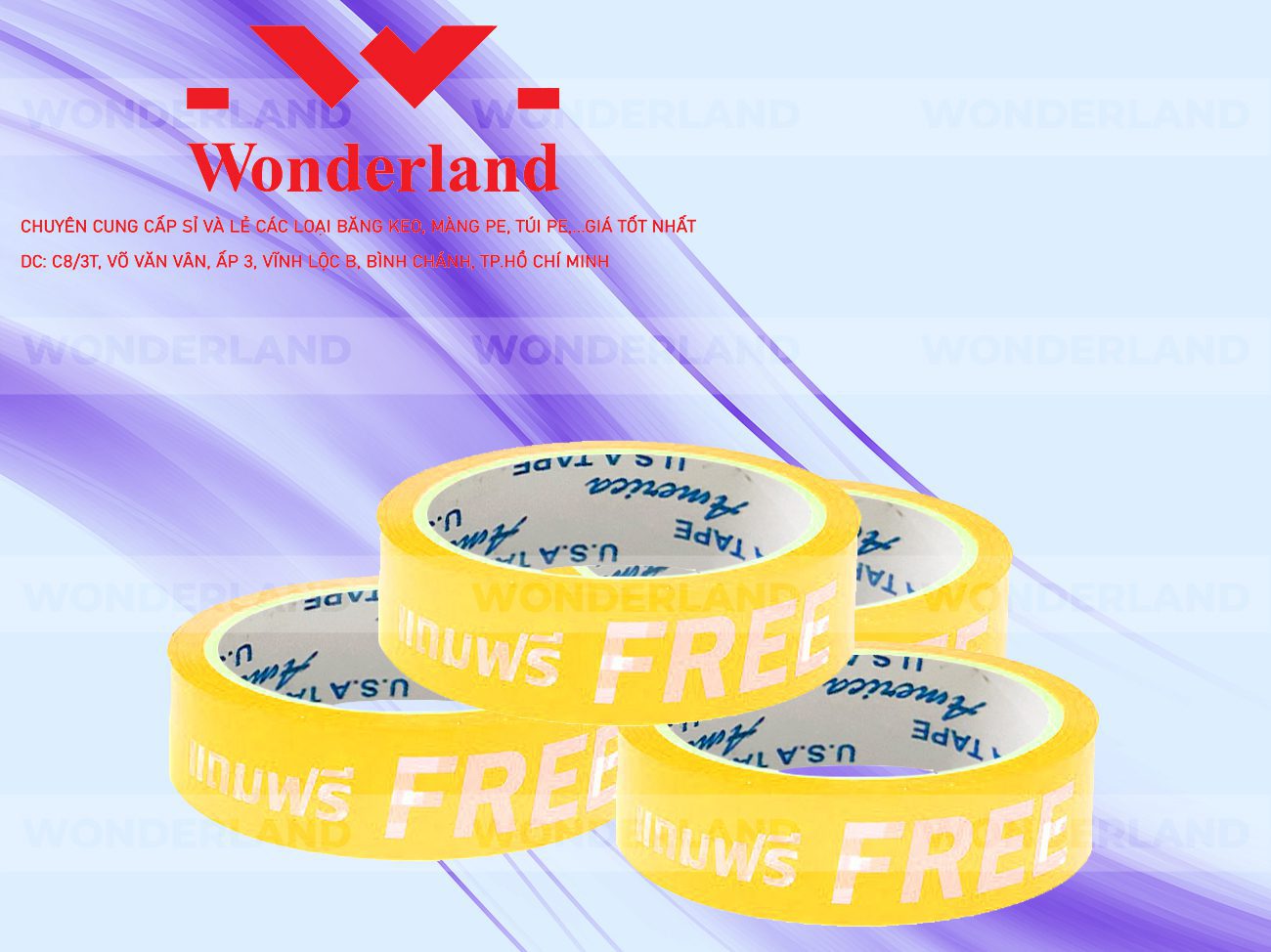 BĂNG KEO IN CHỮ SIZE 23MM WONDERLAND GIÁ SỈ TỐT NHẤT