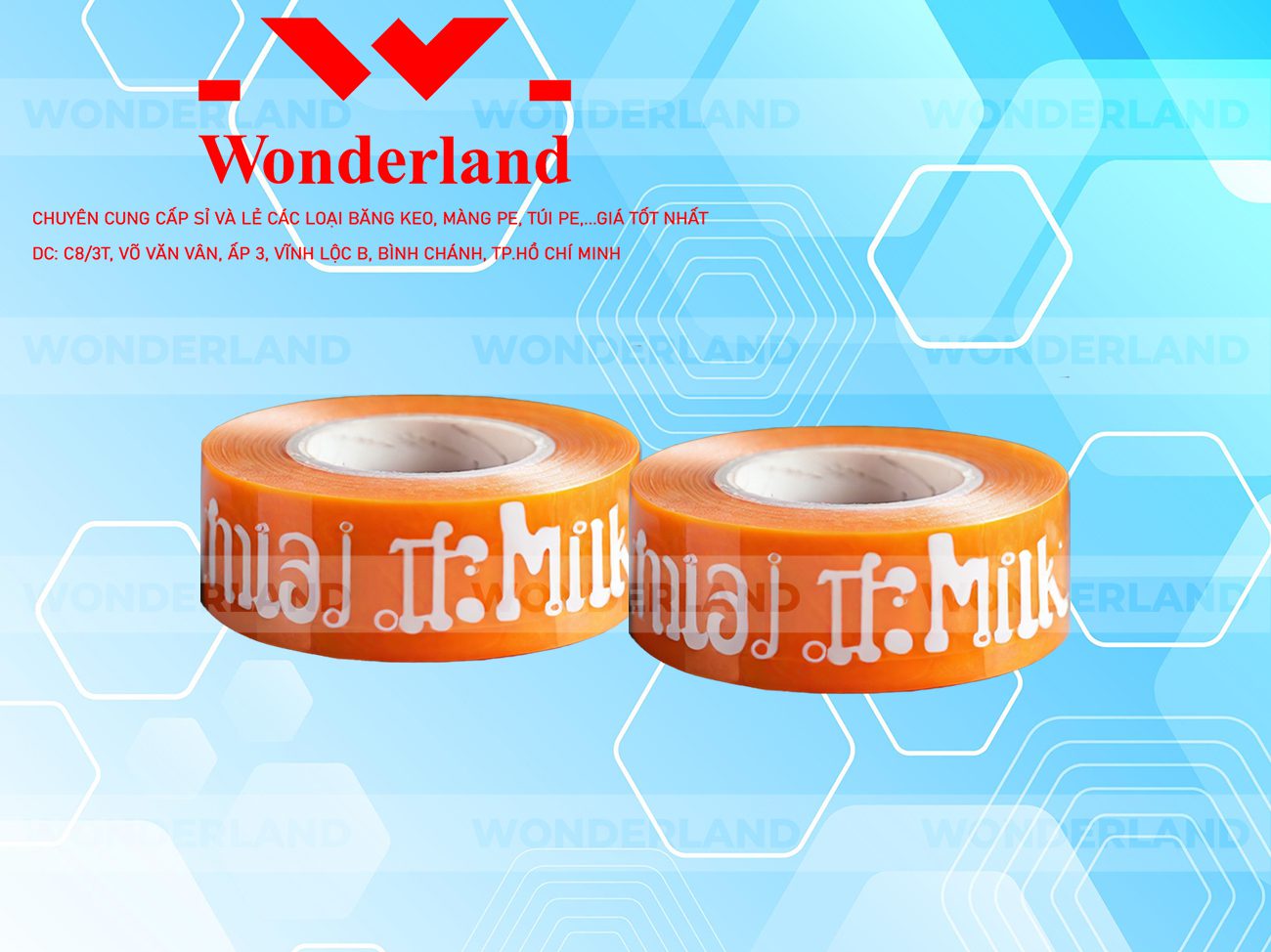 BĂNG KEO IN CHỮ SIZE 24MM WONDERLAND CHẤT LƯỢNG