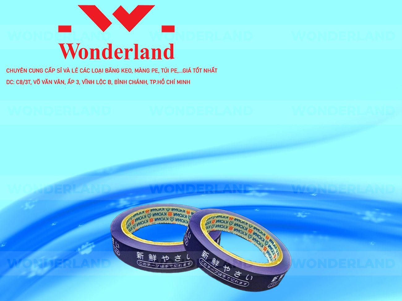 BĂNG KEO IN CHỮ SIZE 24MM WONDERLAND CHẤT LƯỢNG TỐT NHẤT