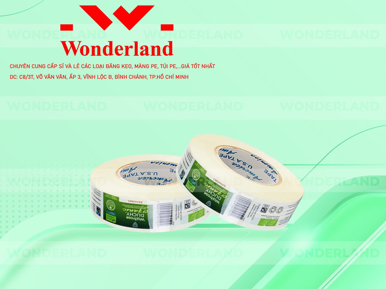 BĂNG KEO IN CHỮ SIZE 25MM WONDERLAND CHẤT LƯỢNG