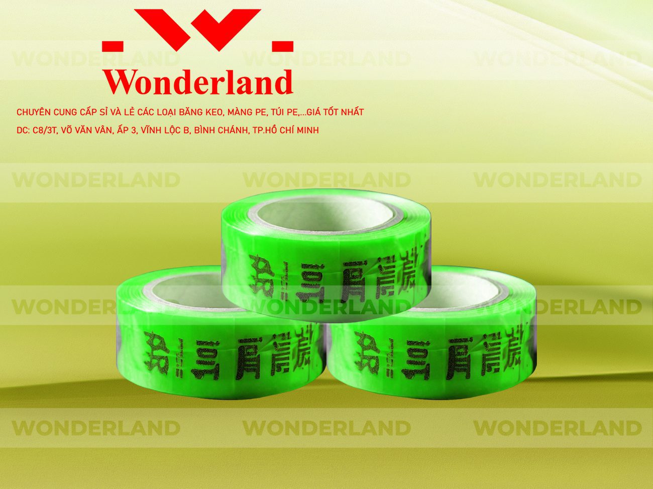 BĂNG KEO IN CHỮ SIZE 25MM WONDERLAND CHẤT LƯỢNG