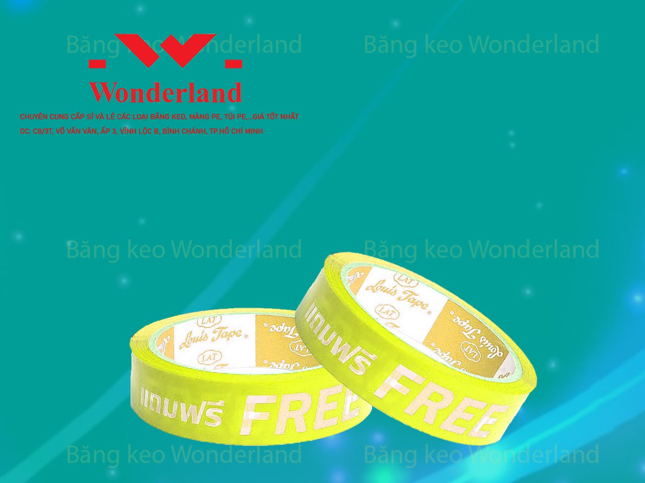 BĂNG KEO IN CHỮ SIZ 25MM WONDERLAND CHẤT LƯỢNG CAO