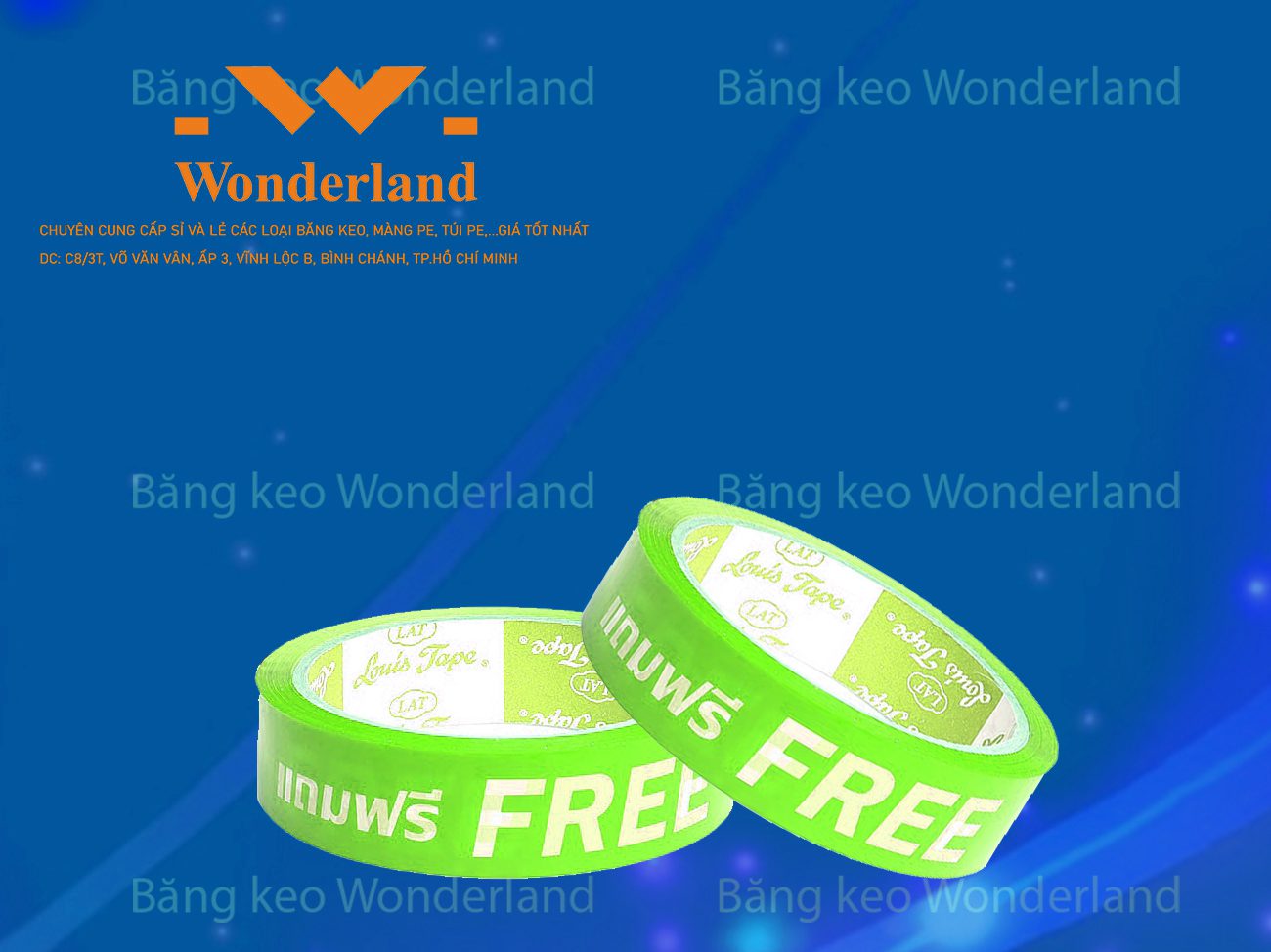 BĂNG KEO IN CHỮ SIZE 25MM WONDERLAND CHẤT LƯỢNG TỐT