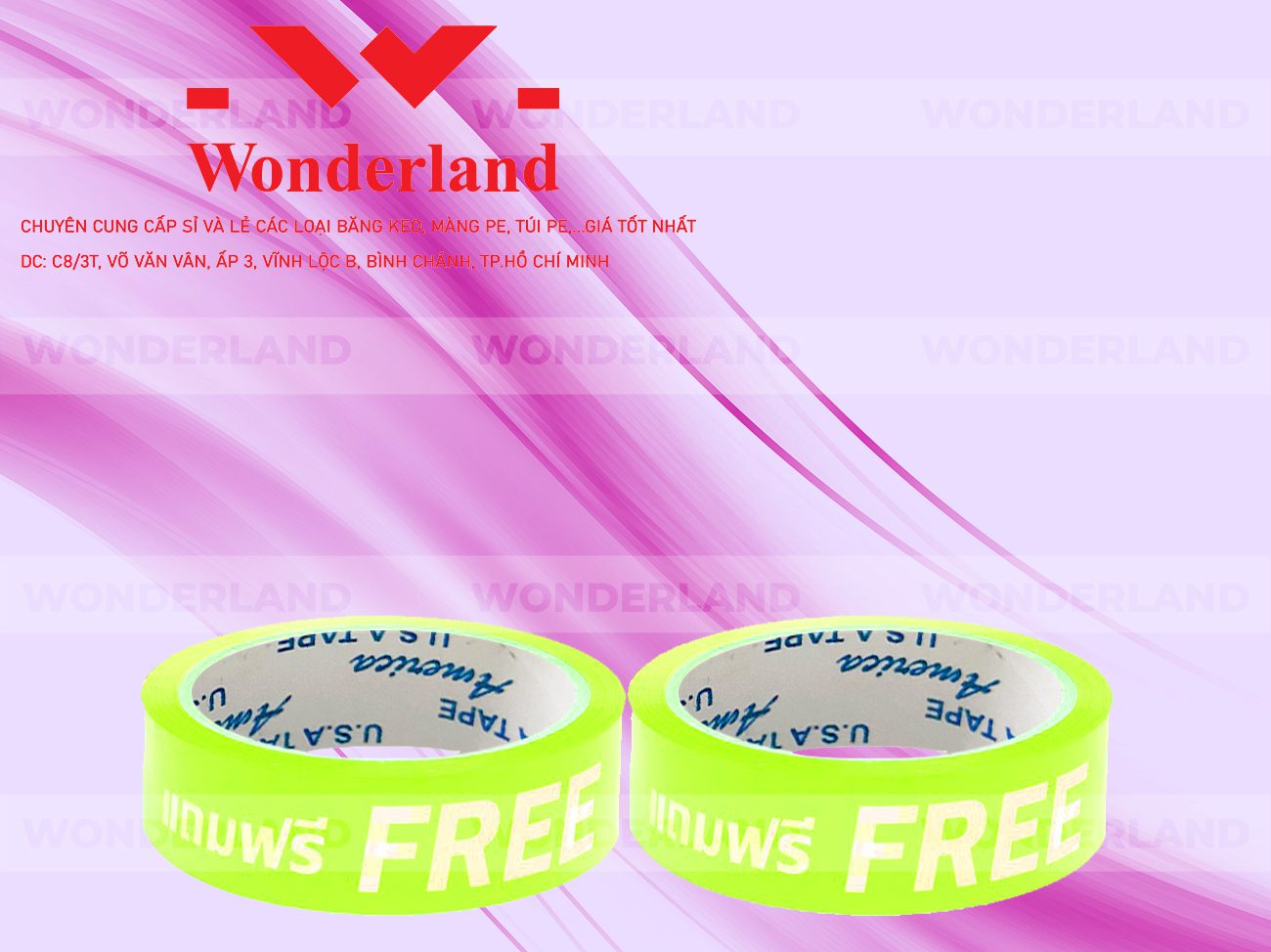 BĂNG KEO IN CHỮ SIZE 25MM WONDERLAND CHẤT LƯỢNG