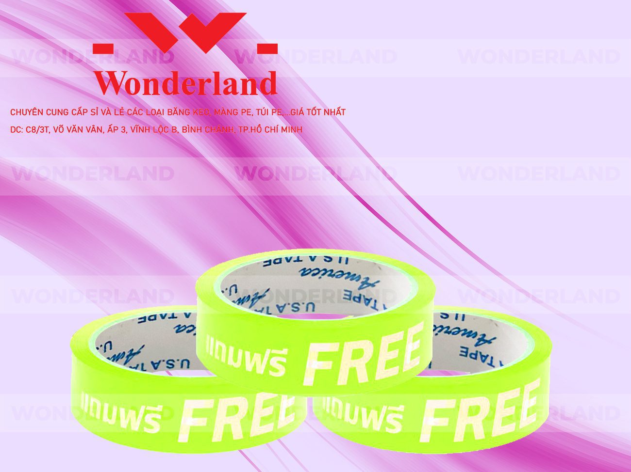 BĂNG KEO IN CHỮ SIZE 25MM WONDERLAND GIÁ SỈ TỐT NHẤT