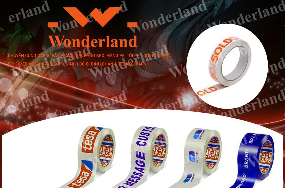 BĂNG KEO IN CHỮ SIZE 26MM WONDERLAND CHẤT LƯỢNG CAO