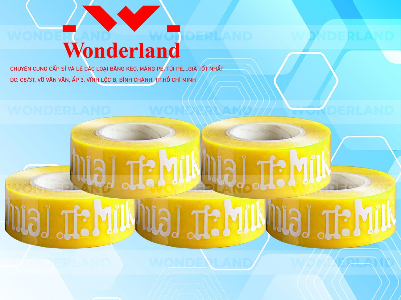 BĂNG KEO IN CHỮ SIZE 26MM WONDERLAND GIÁ RẺ NHẤT