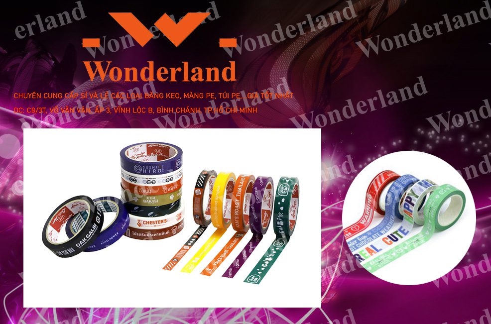BĂNG KEO IN CHỮ SIZE 26MM WONDERLAND GIÁ SỈ TỐT NHẤT