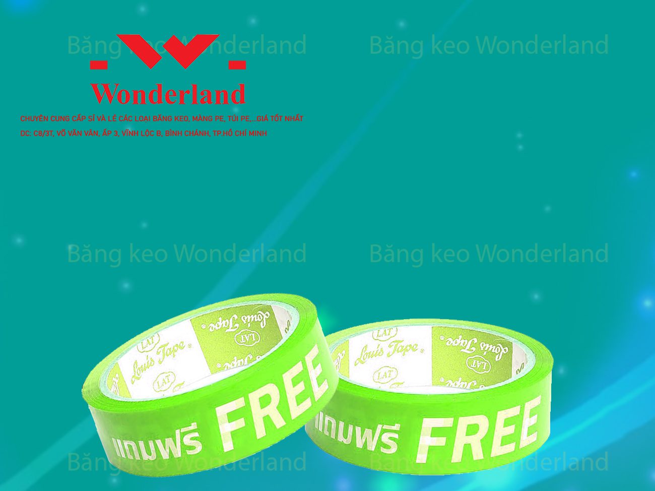 BĂNG KEO IN CHỮ SIZE 27MM WONDERLAND CHẤT LƯỢNG CAO