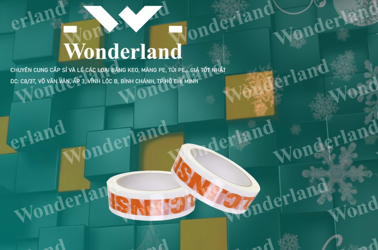 BĂNG KEO IN CHỮ SIZE 27MM WONDERLAND CHẤT LƯỢNG