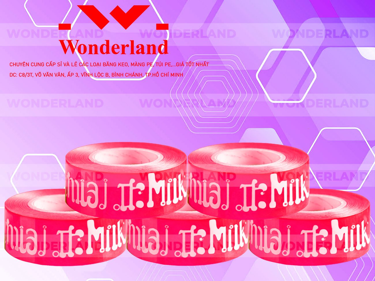 BĂNG KEO IN CHỮ SIZE 28MM WONDERLAND GIÁ RẺ NHẤT