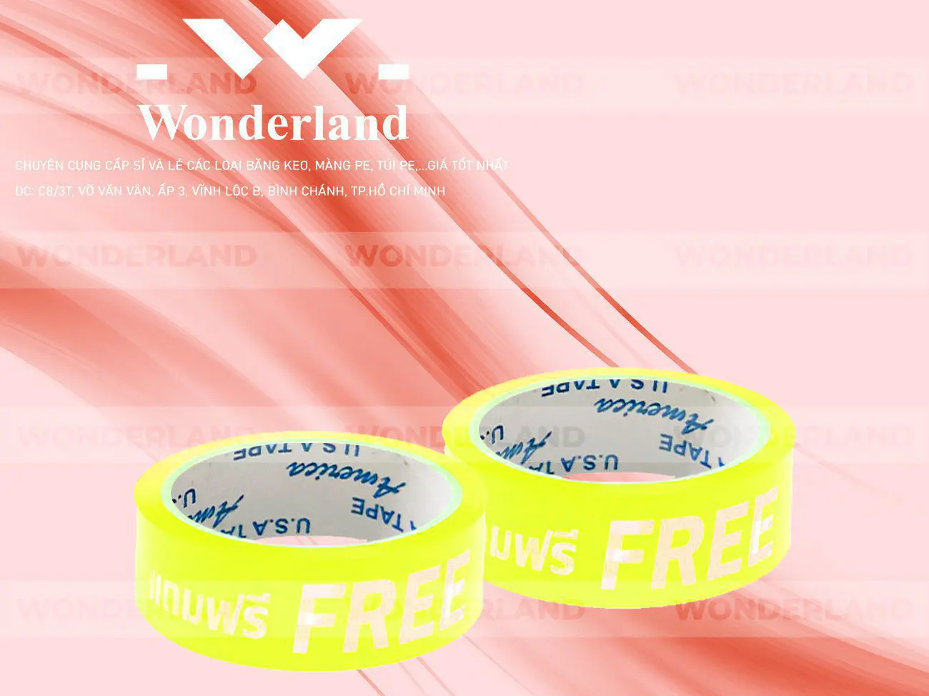 BĂNG KEO IN CHỮ SIZE 29MM WONDERLAND CHẤT LƯỢNG