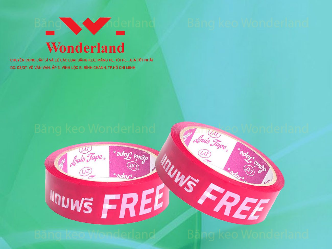 BĂNG KEO IN CHỮ SIZE 29MM WONDERLAND CHẤT LƯỢNG