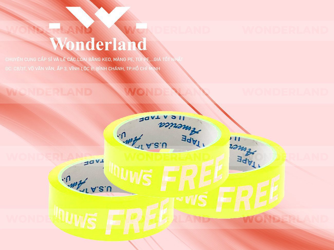 BĂNG KEO IN CHỮ SIZE 29MM WONDERLAND GIÁ SỈ TỐT NHẤT
