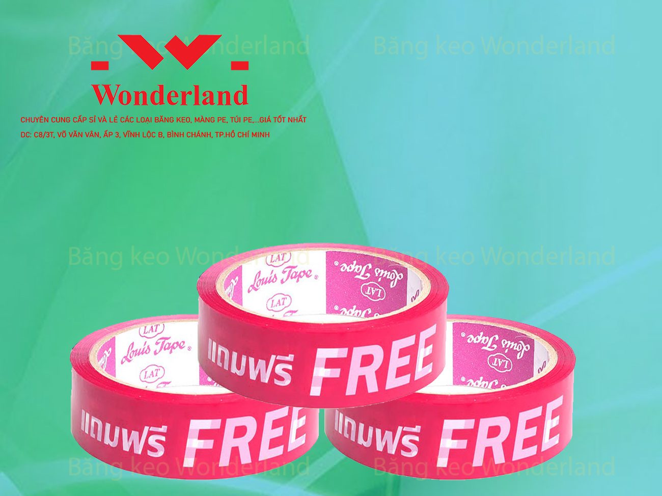 BĂNG KEO IN CHỮ SIZE 29MM WONDERLAND GIÁ SỈ TỐT NHẤT