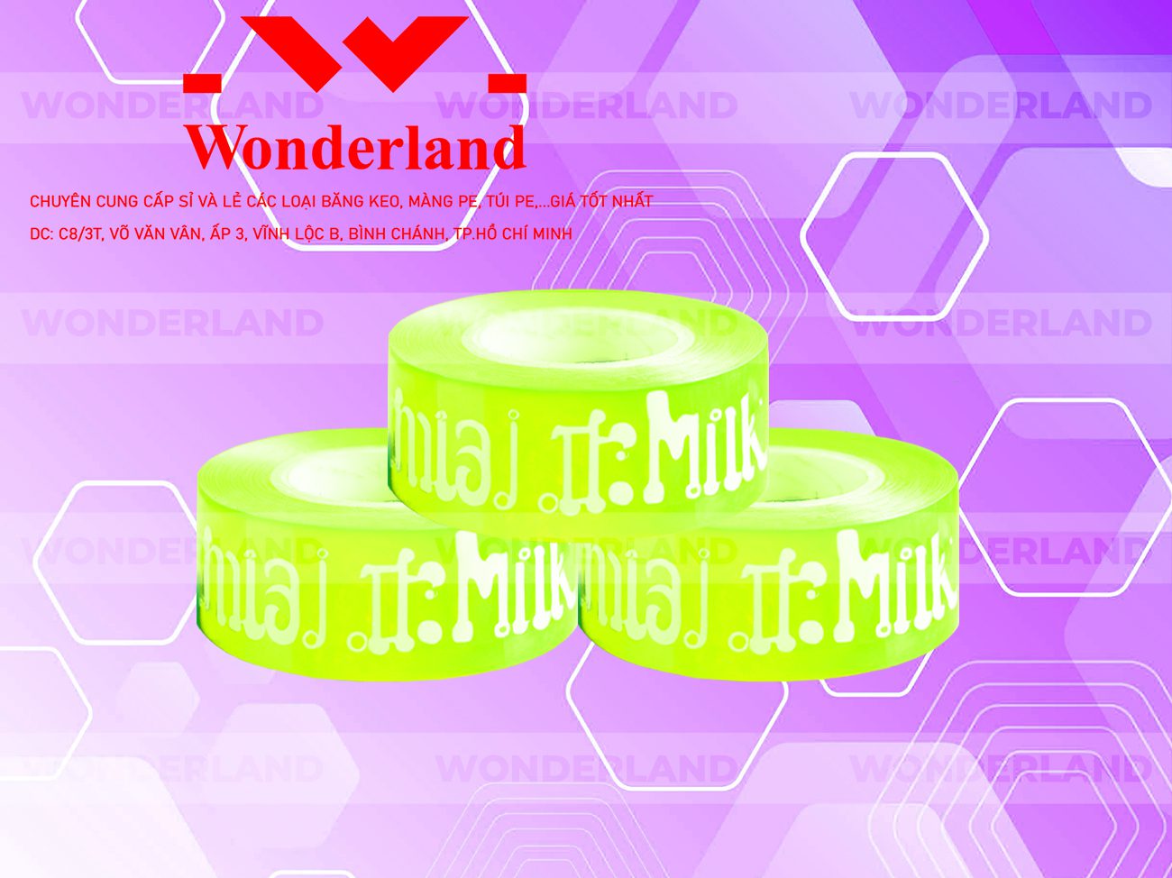 BĂNG KEO IN CHỮ SIZE 30MM WONDERLAND CHẤT LƯỢNG